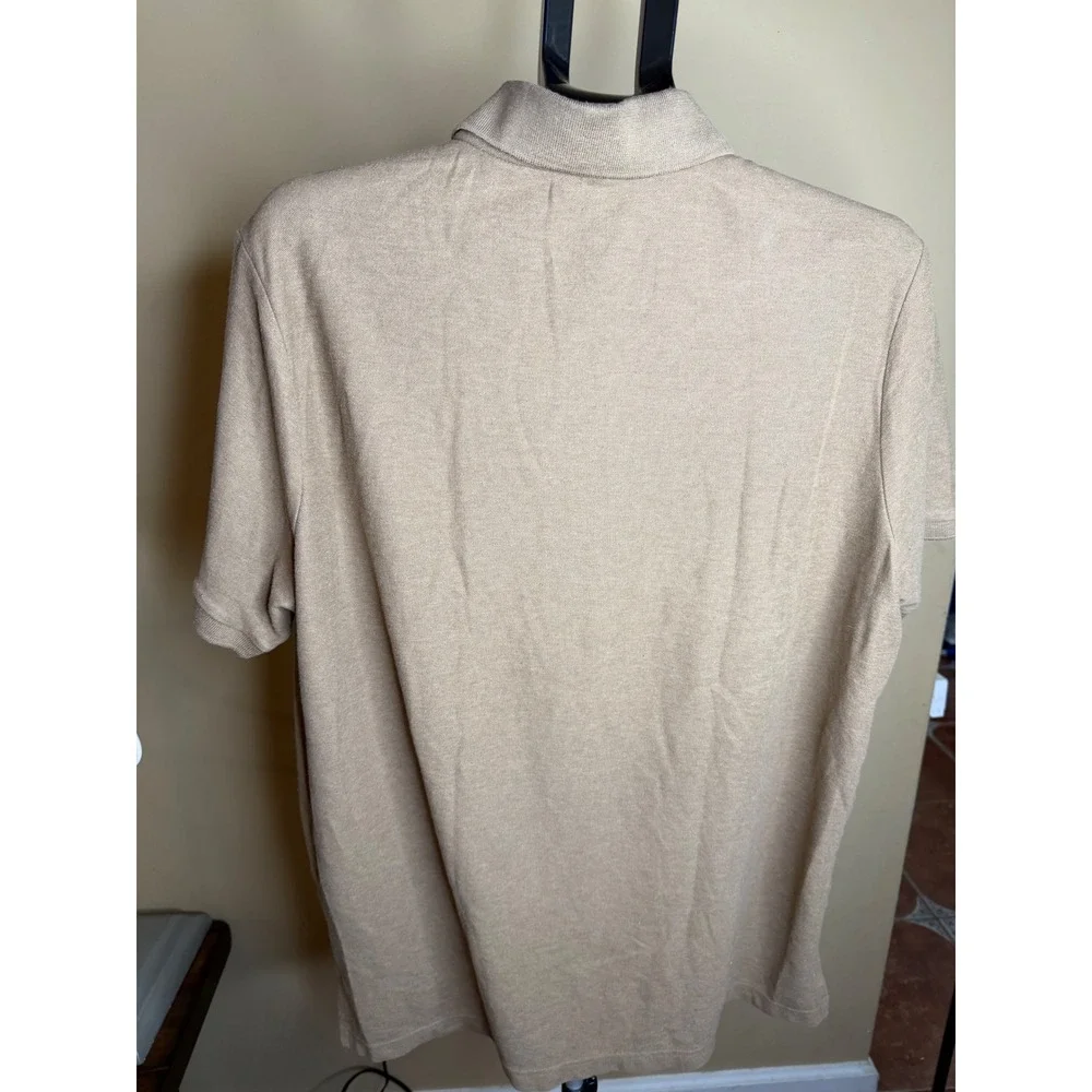 US Polo Assn Mens XL Performance Pique Polo Shirt Tan Short Sleeve Logo